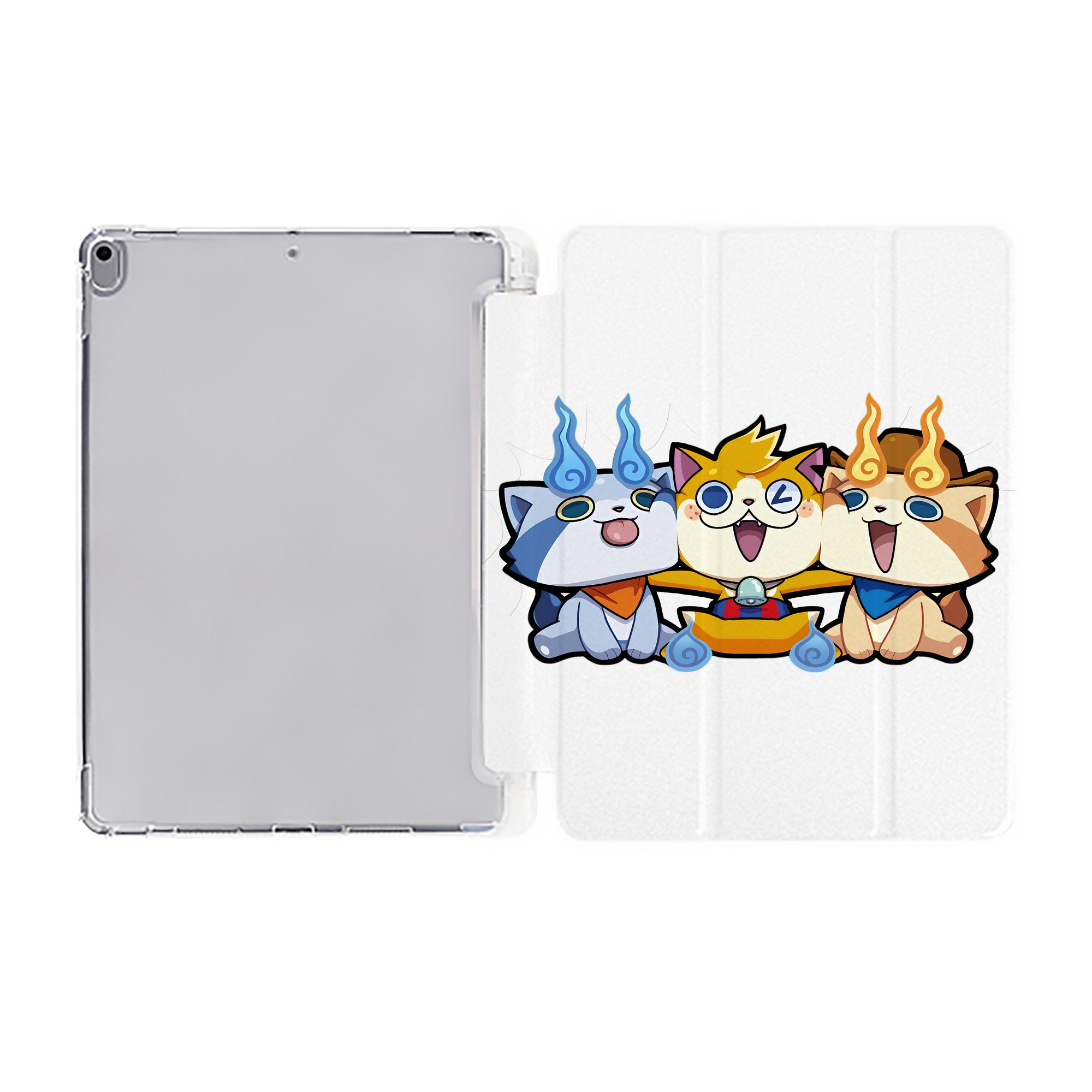 （画像用） 妖怪ウォッチ Yo-kai Watch IPad ケース ペン収納付き 三つ折りスタンド PUレザー×シリコン 対応機種9.5/10.5/10.9インチ